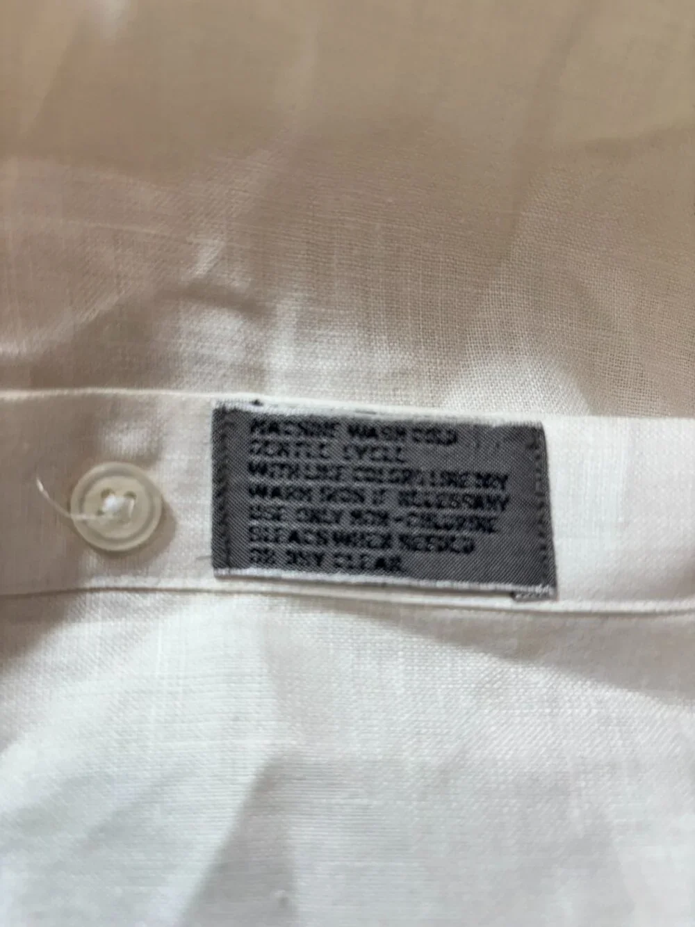 Alfani Men's 100% Linen Short Sleeve Button Down Shirt Cream Off-White Size M